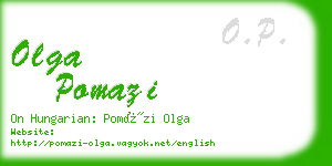 olga pomazi business card